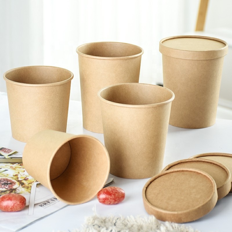 500ml High Quality Hot Sale Food Grade Takeaway Disposable Kraft Paper Soup Cups – Disposable Kraft Paper Bowl and Disposable Soup Cup price