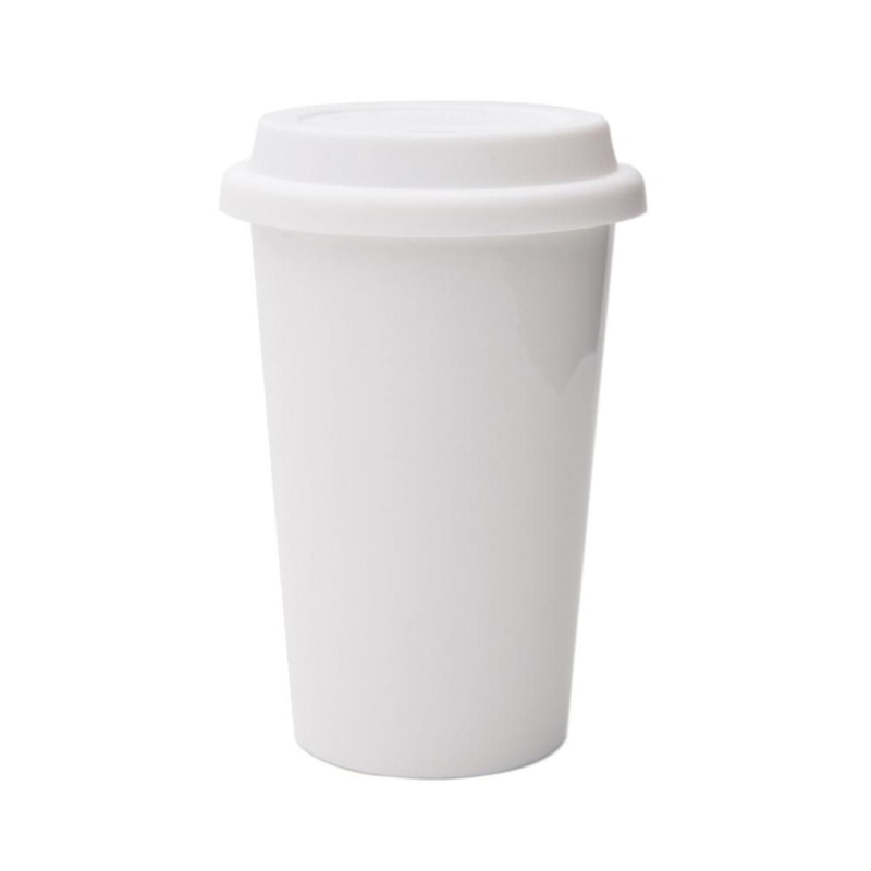 Double Wall Insulated Travel Coffee White Ceramic Mug with Lid – Ceramic Travel Mug and Ceramic Double Mug price