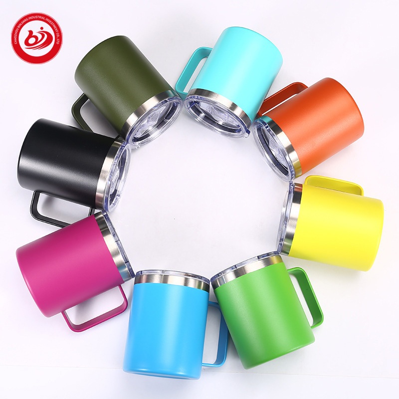Summer Hot Sale Custom Logo Color Spray Stainless Steel Double Wall Coffee Drinking Water Mug with Handle – Stainless Steel Cup with Holder and Double Wall Stainless Steel Coffee Mug price