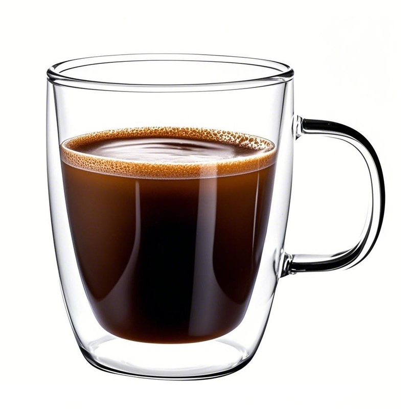 Transparent Double Wall Glass Coffee Tea Mug with Handle for Espresso Mugs Latte Cappuccino and Tea Drink – Glass Mug and Double Wall Glass Mug price