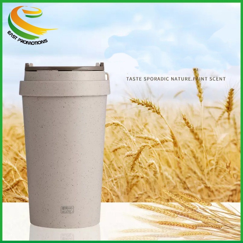 400ml 500ml Biodegradable Wheat Straw Cup Double Wall Coffee Tumbler Spill Cold Coffee Cup – Wheat Straw Cup and Plastic Cup price