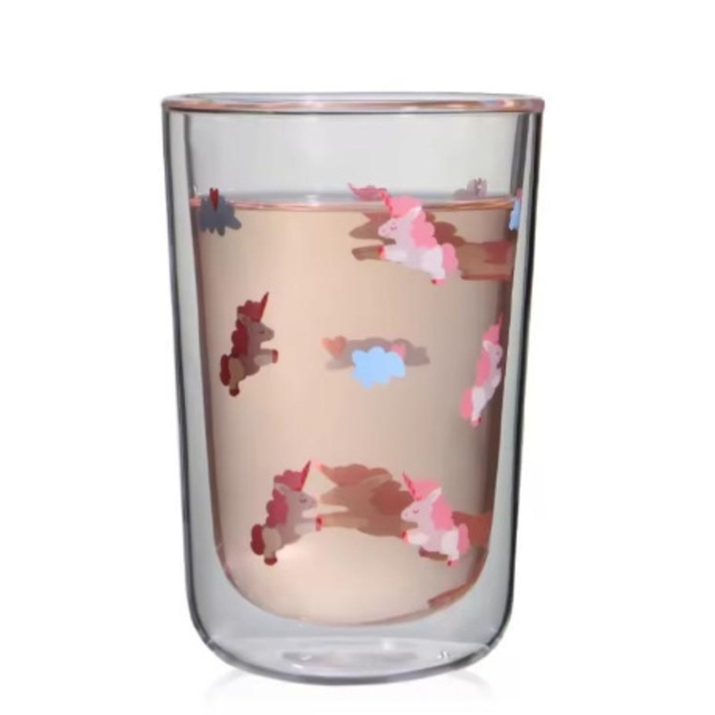 430ml Double-Layer Heat-Resistant Flower Insulated Clear Glass Coffee Cup – Glass Cup and Glass Coffee Cup price