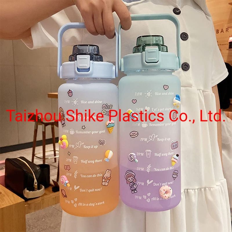 Kids School Cute Water Bottle Motivational Adults Kids Drinking Water Bottles Plastic with Time Marker Straw Sticker – Water Bottles and Plastic Bottle price