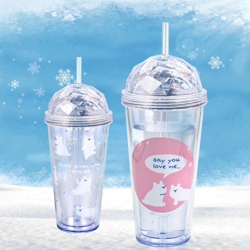 Personalized Diamond Covered Snowflake Bear Double-Layer Plastic Water Cup – Plastic Bottle and Pet Bottle price