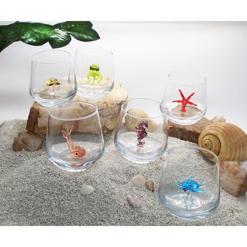 3D Drinking Glass Cup with Cute Animal Figurine Inside, Hand Blown Glass Sea Turtle Figure Inside Mug – 3D Glass Mug and Cute Animal Mug price