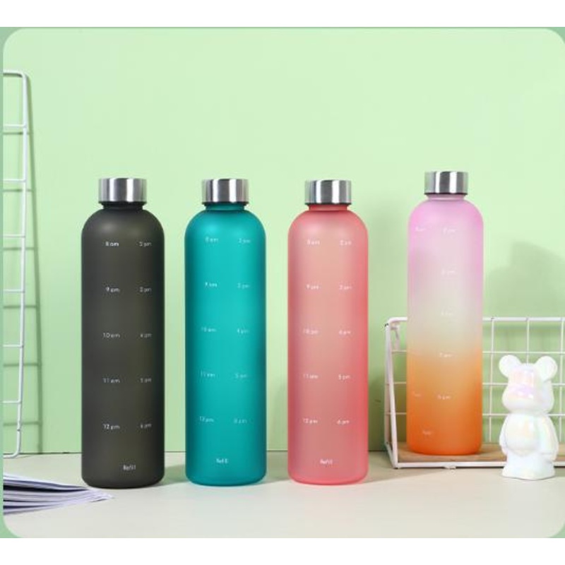 Custom BPA Free Sport, Frosted Plastic Water Bottle Drinking Sport Plastic Motivational Water Tumbler with Time Marker Straw – Bottle Water and Hot Water Bottle price