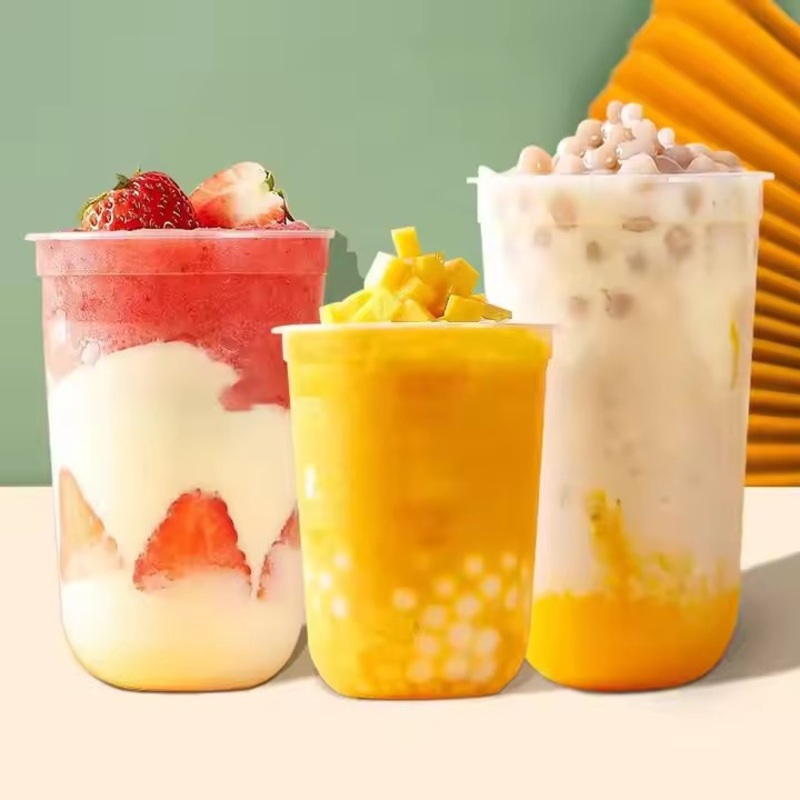 Custom Logo Printed 700ml U Shape Plastic Juice Cups Disposable 12oz 24oz Smoothie Milktea Frosted Cup – Biodegradable Cup and Disposable Cup price
