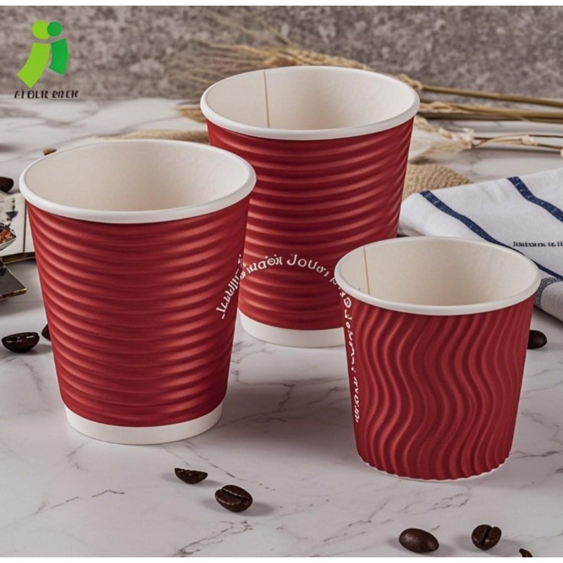 Custom Printed Ripple Wall Paper Coffee Cup with Lid – Paper Cup and Coffee Cup price