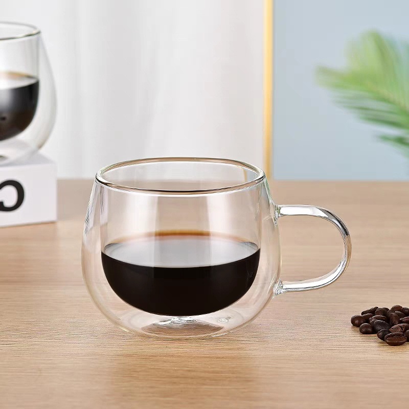Double Wall Heat Resistant Customized Reusable Blank Sublimation Custom Tea Cup Clear Glass Milk Coffee Cups for Hot Water Espresso Capuccino Juice for Drinking – Double Wall Glass Hot Water Cup and Glass Espresso Capuccino Coffee Cup price
