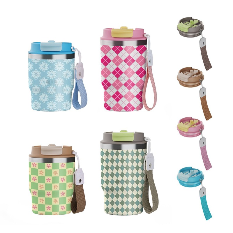 New Style 12oz/16oz Dual-Drink Straw Coffee Cup, 304 Stainless Steel Insulated Car Cup, Portable Cup with Carrying Strap. – Straw Coffee Cup and 12oz 16oz Stainless Steel Insulated Cup price