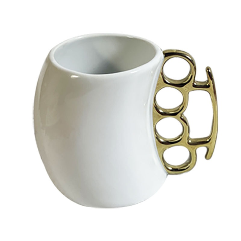 Novelty Gifts Fine Porcelain White and Black Special Handle Knuckle Duster Mug Unique Ceramic Cup Custom Logo Printing – Ceramic and Sublimation Mug price