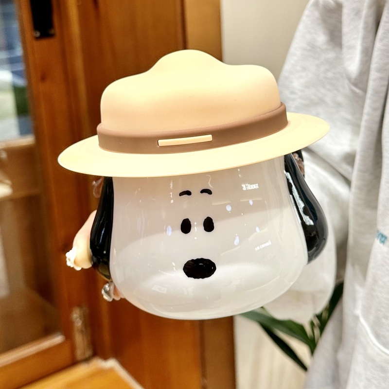 Runnjoy Wholesale Creative Straw Lid Cartoon Water Cup Breakfast Coffee Mug Snoopy Ceramic Mugs with Handle – Snoopy Mug and Ceramic Mugs price