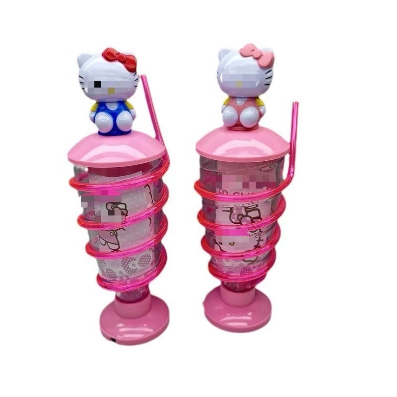 Ruunjoy 2024 Creative Wrap LED Cups Plastic Hello Kt Cat Pink Water Cups Christmas Kids Gifts LED Lights Straw Water Cup Girls Bottles – Water Cups and Water Bottle price