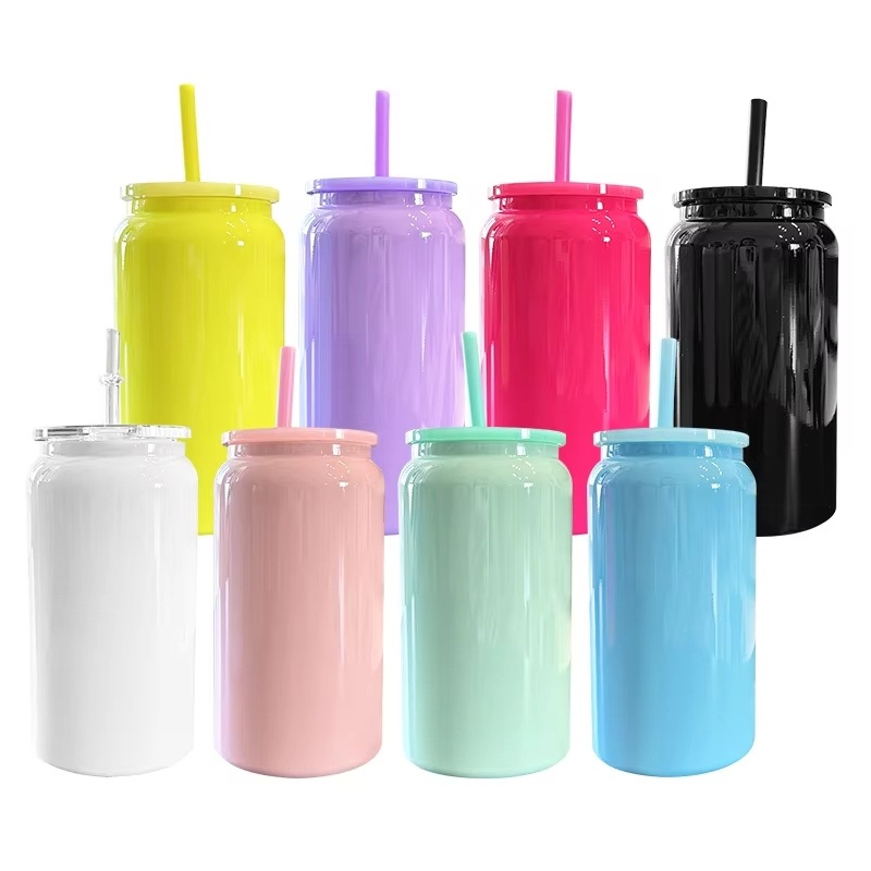 16oz Stainless Steel Cup Sublimation Color Mug with Color Plastic Straw Lid – Double Insulated Mug and Stainless Steel Mug price