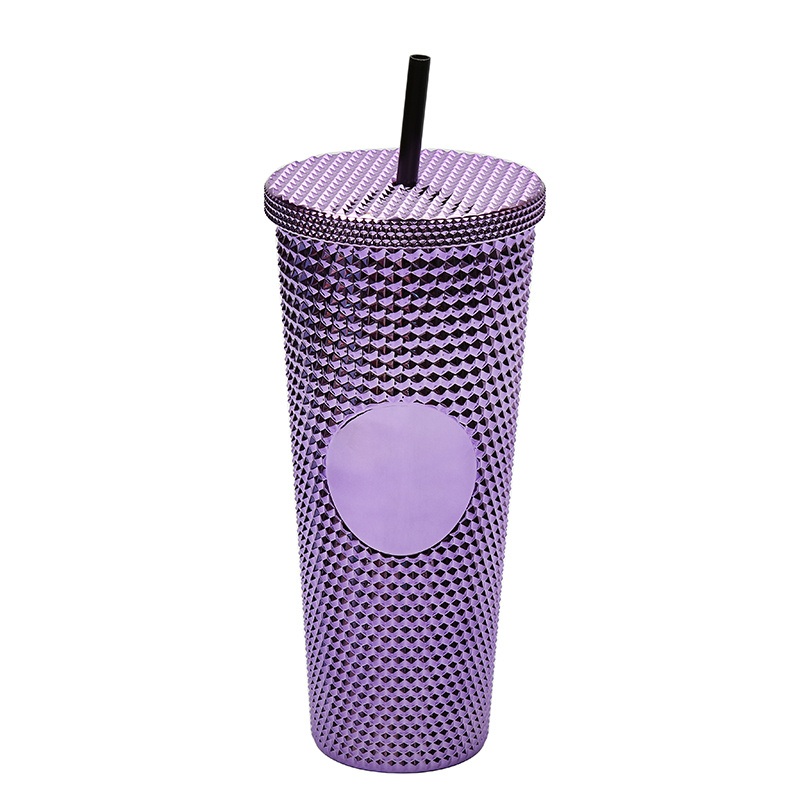 24oz Grid BPA Free Studded Blingbling Tumbler with Lid and Straw – Coffee Travel Mug Powder Coated Regular Tumbler and Colour Changing Cups Tumblers with Lids Straws price