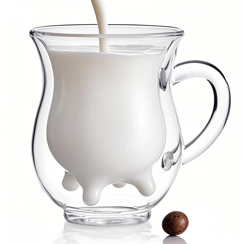 Double-Wall Borosilicate Glass Cow Cup Mug for Milk Cheese – Cheese Mug and Cow Mug for Cheese price