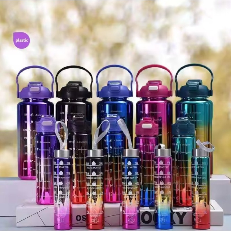 Explosion Three Color Gradient Cup Cycling Water Bottle Outdoor Bright Sports Cup – Gradient Cup and Gradient Water Bottle price