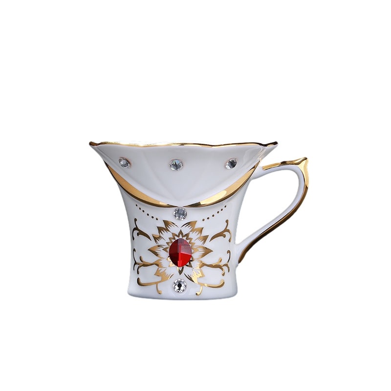 Manufacturer Customized Top Quality European Style Luxury Gold Trim Hand Painted Ceramic Coffee Mug Personalized Porcelain Crystal Diamond Cup for Gifts – Coffee Cup and Gift price