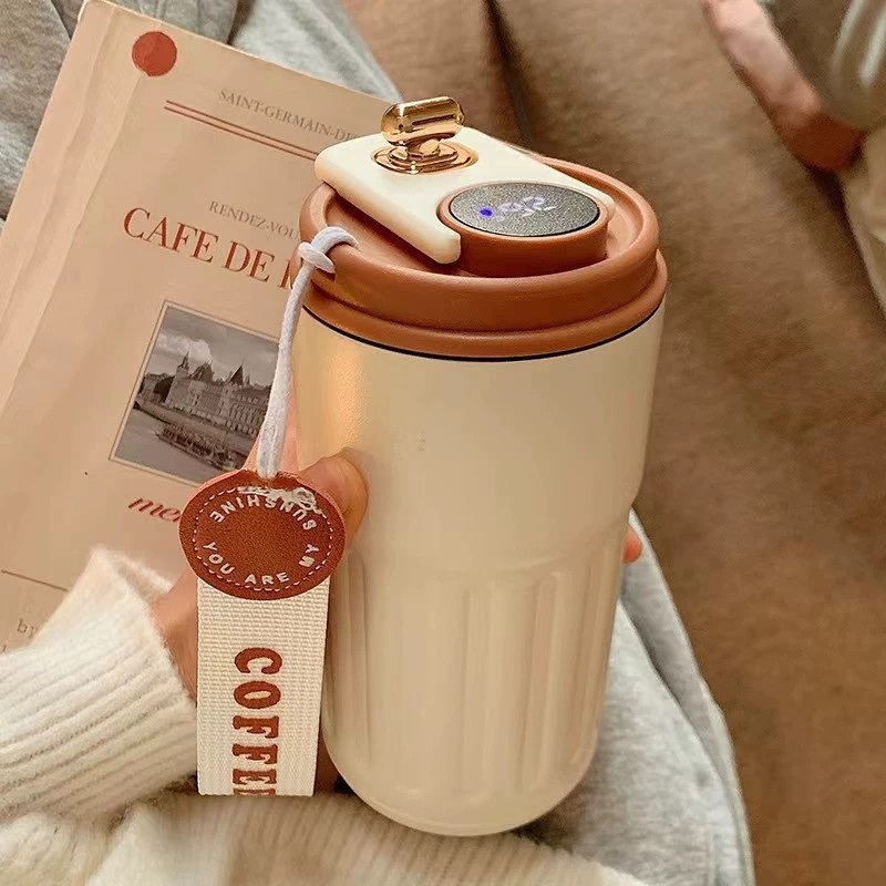 New Double Wall Stainless Steel Vacuum Smart Temperature Controlled Coffee Mug Water Bottle Cups with Temperature Display LED Lid – Vacuum Cup and Coffee Cup price