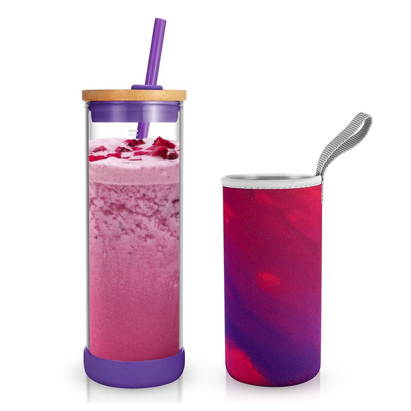 Reusable Milk Tea Boba Glass Cup with Bamboo Lid – Glass Bottle and Water Glass price