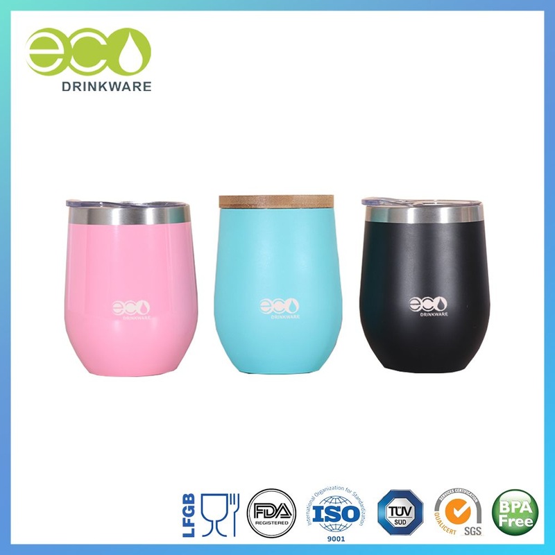 100% Natural Bamboo Lid 12oz 18/8 304 Insulated Metal Wine Cup Stainless Steel – Stainless Steel Wine Cup and Vacuum Insulated Thermos price