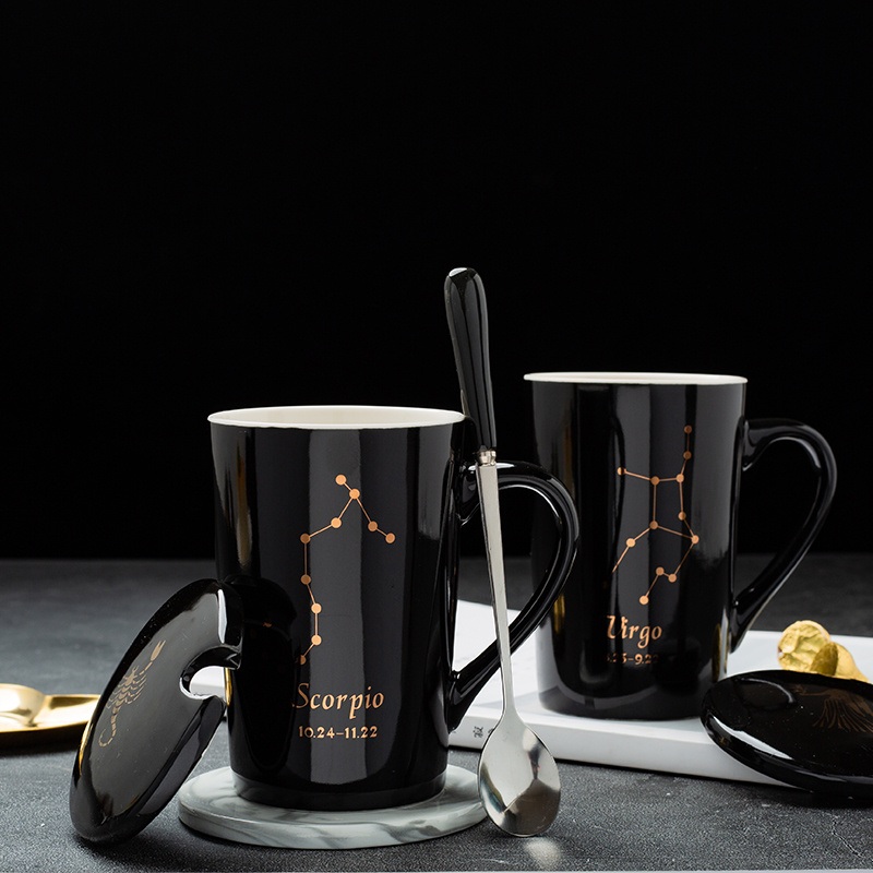 12 Constellations Logo Black Ceramic Mug with Spoon and Lid – Bulk Coffee Mugs and Custom Decal Mugs price