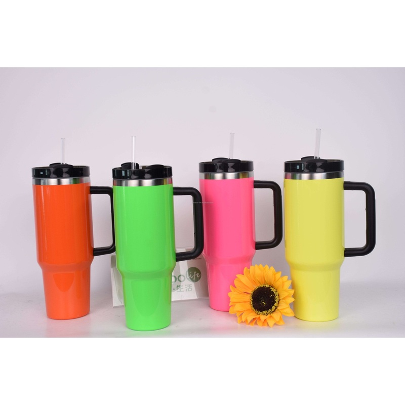 2025 New Spring Release Neon Color 40 Oz Stainless Steel Double Wall Insulated Vacuum Tumbler Car Cup with Handle and Lid – Stainless Steel Tumbler and Insulated Travel Tumbler price