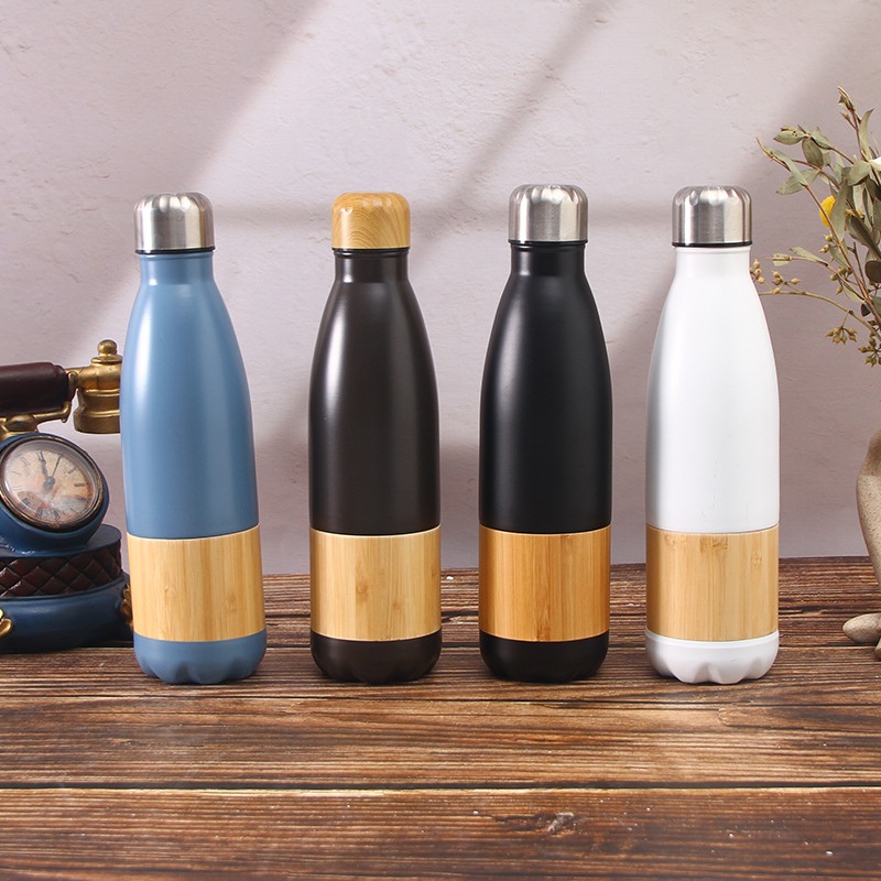 500ml Eco-Friendly Stainless Steel Water Bottle Vacuum Flask with Bamboo – Vacuum Flask and Stainless Steel Bottle price