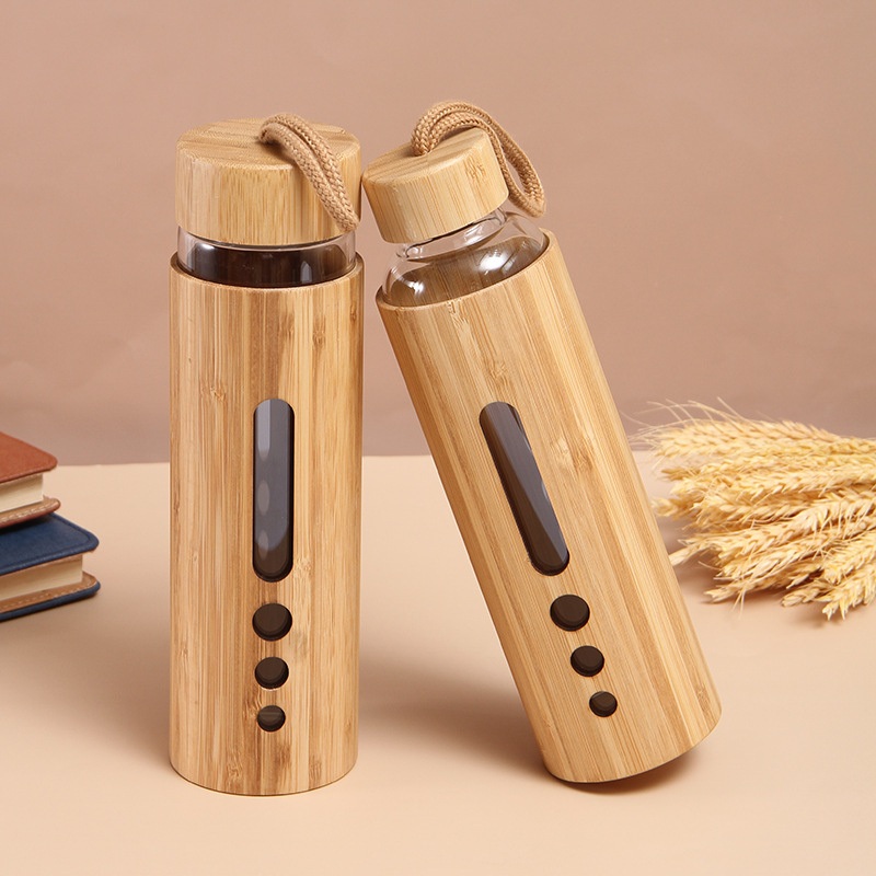 Bamboo Surface Glass 500ml Water Bottle Portable Cup – Water Bottle and Stainless Steel Cup price