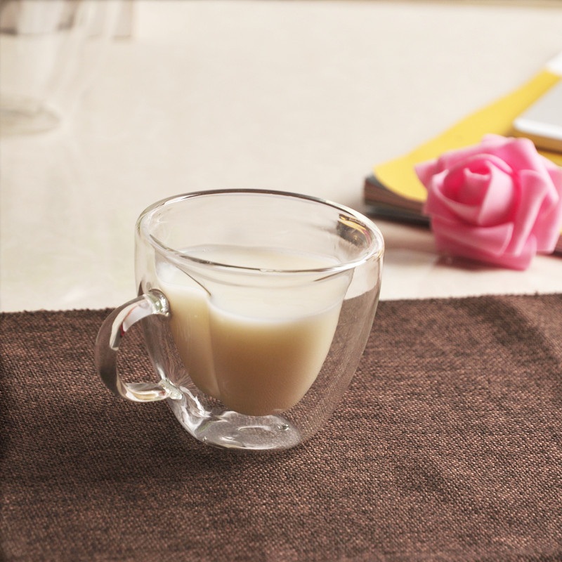 Creative Double Lover Heart Shape Glass Drinkware Cup for Milk and Coffee – Glass Cup and Glass Water Cup price