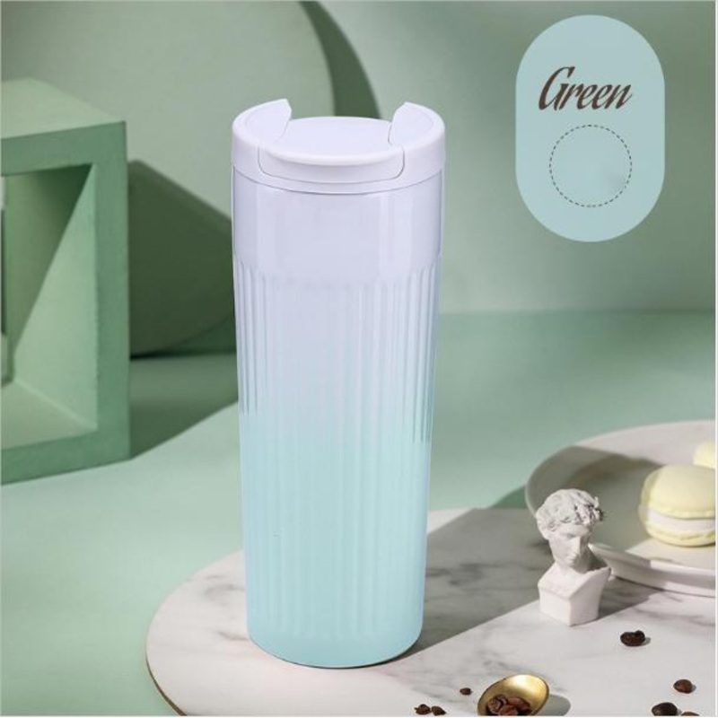 Custom 400ml Outdoor Reusable Stainless Steel Tea Tumbler Cups Gradient Stripe Coffee Travel Mug with Silicon Cup Pad – Mug and Tumbler Cups price