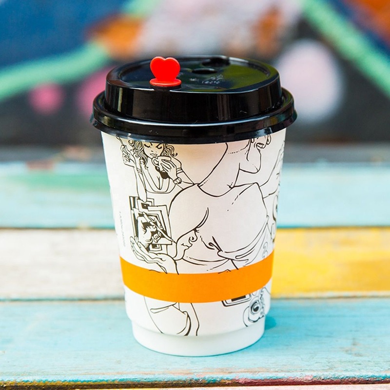 Custom Printing Logo Cup Biodegradable Black Double Coated Paper Coffee Cup with Plastic Lids – Cup and Cups price