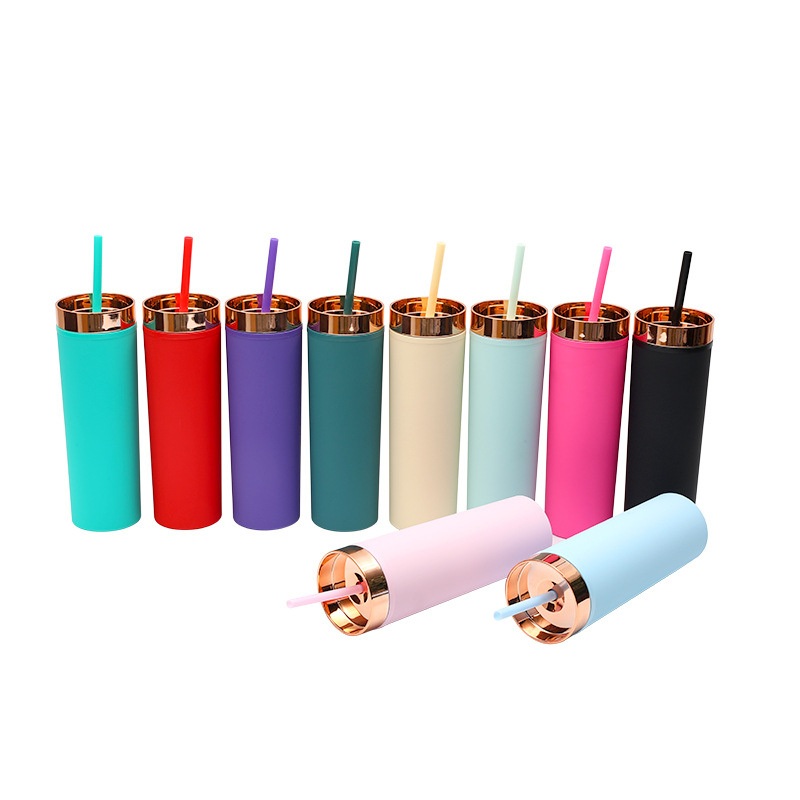 European and American Style Hot Selling Double Layer Acrylic Water Cup Plastic Coffee Mug 16oz Skinny Plastic Tumblers – Acrylic Water Cup and Plastic Coffee Mug price