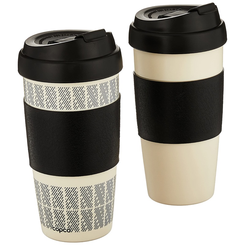 Reusable Set 2 Insulated Double Wall 16-Ounce White Black Travel Mugs – Black Travel Mugs and Reusable Set Thermos price