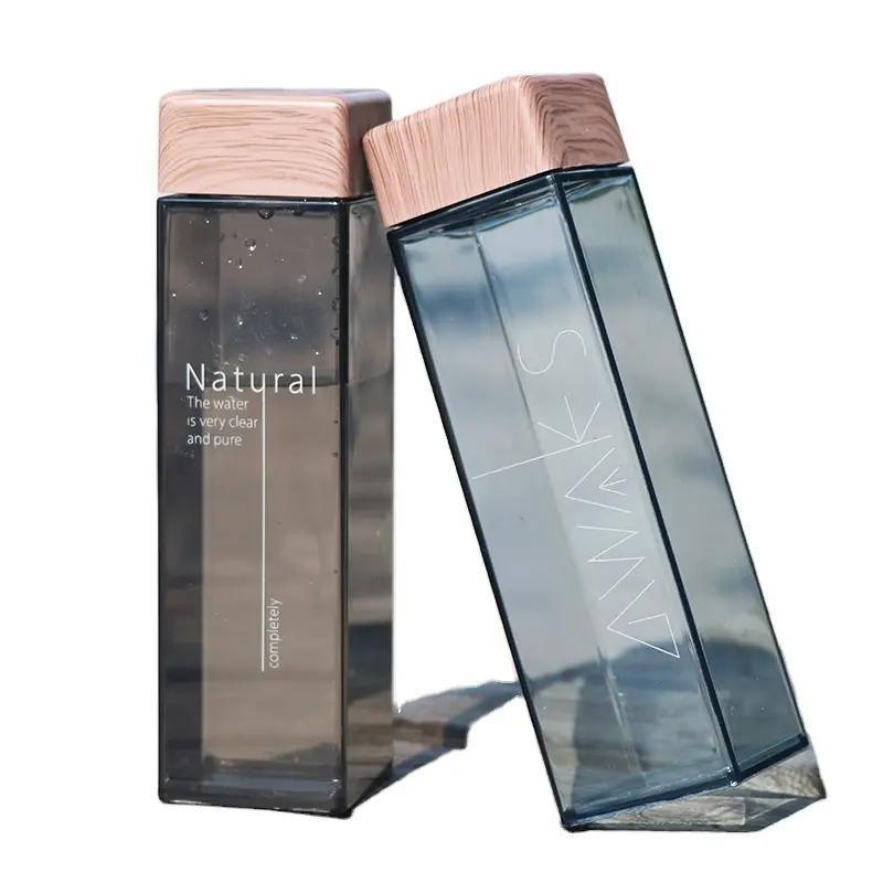 Wholesale Unique Plastic Square Reusable Water Bottle with Wooden Bamboo Lid – Milk Water Bottle and Plastic Water Bottle price