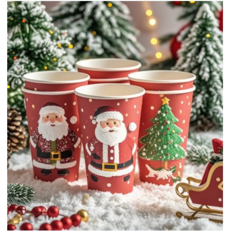12 Oz Holiday Disposable Paper/Plastic Cups, Xmas Party Drinking Cups for Coffee Cocoa Beverages Tea, Christmas – Christmas Take Way Coffee Cups and Buddy The Elf Christmas Party Supplies price