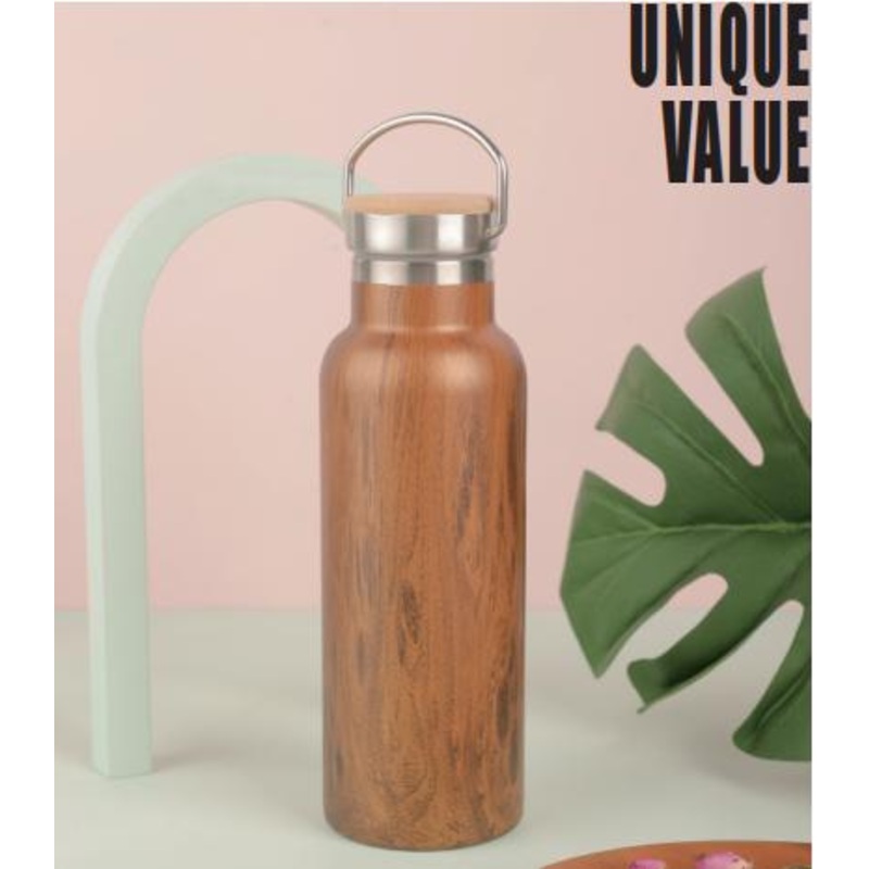 16oz Wood Grain Double Walled Stainless Steel Water Bottle with Handle – Water Bottles and Sport Water Bottle price