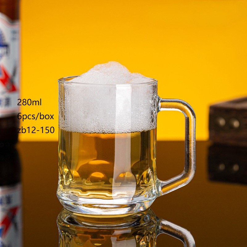 280ml Wholesale Logo Custom Thickened Extra Large Capacity Beer Mug with Handle Draft Beer Mug Glass – Wholesale Beer Cup and Glass Beer Mug price