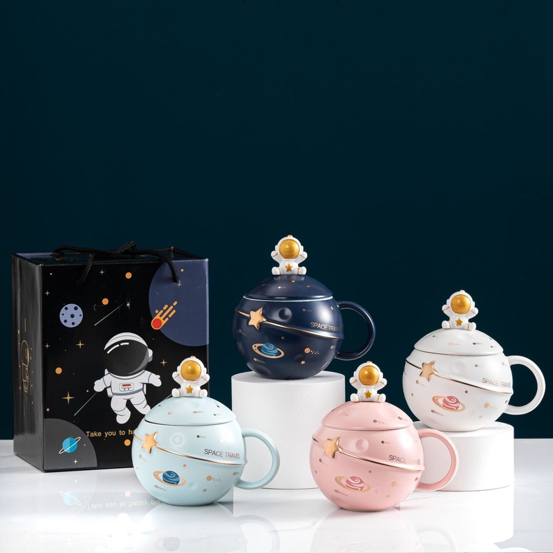 Creative Embossed Ceramic Astronaut Planet Mug High-Value Couple Cup Valentines Day Friendly Gift Box – Ceramic Mug and Mugs Ceramic price
