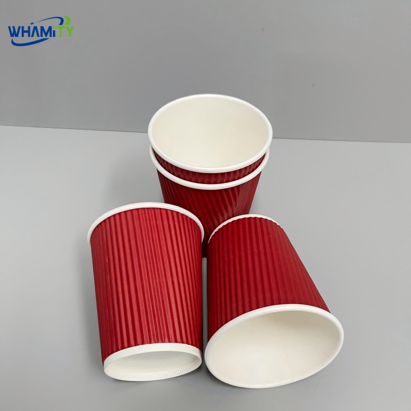 Customizable 8oz 12oz 16oz Black Craft Paper Beverage Cups with Lids Disposable Ripple Wall Cups for Coffee Tea Logo Printed – Ripple Wall Paper Cup and Biodegradable Paper Cups price