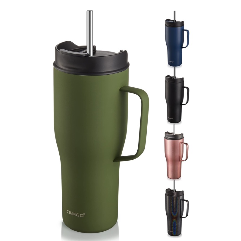 Lid Straw 30 Oz Insulated Tumbler Handle Stainless Steel Travel Coffee Mug – Tumblers Cup and Tumbler price