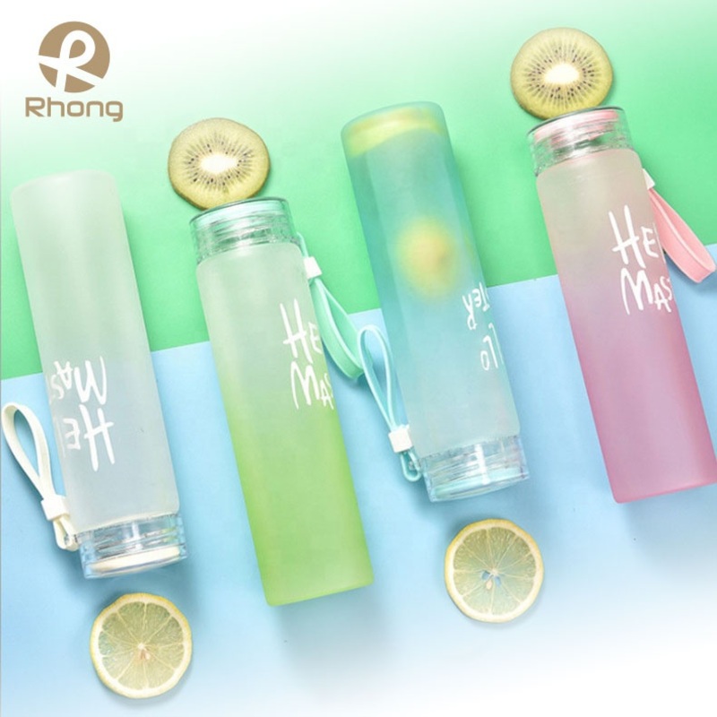 Manufacture Gradient Colors Hello Master Frosted Glass Water Bottle – Hello Master and Water Bottle Cup price