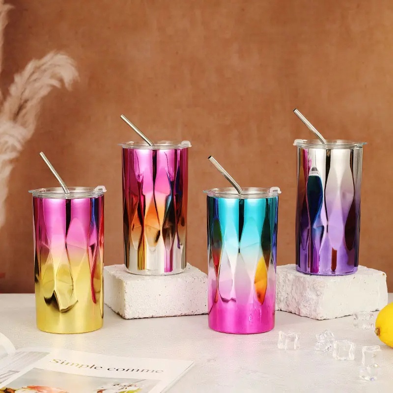 Trending Gradient Colorrrhombus 500ml Stainless Steel Coffee Cup Mugs – Water Bottle and Sprot Water Bottle price