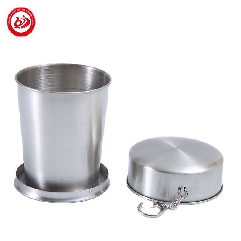 Wholesale Logo Design Custom Telescopic Cup Travel Compression Cup Keyring Portable Outdoor Stainless Steel Camping Mug – Stainless Steel Folding Mug and Stainless Steel Telescope Cup price
