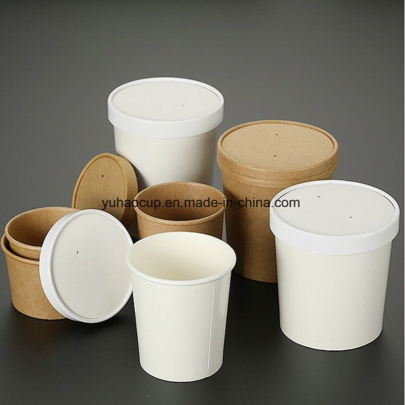 100% Compostable Custom Printed Kraft Paper Soup Cup with Lid – Soup Cup and Hot Soup Cup price