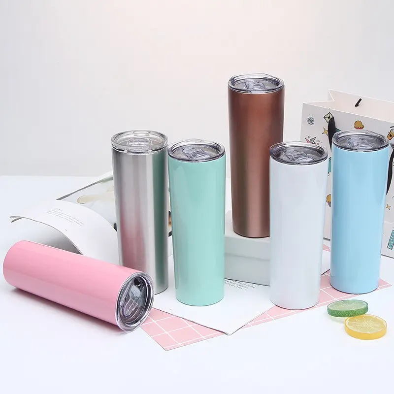 20oz Slim Water Tumbler Bottle Cup, Stainless Steel with Lid and Straw – Water Bottle and Sprot Water Bottle price