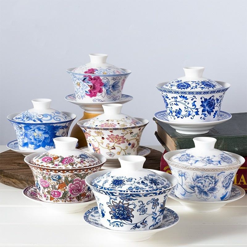 Bone China Blue-and-White Ceramic Tea Cup with Lid and Plate – Mug and Cup price