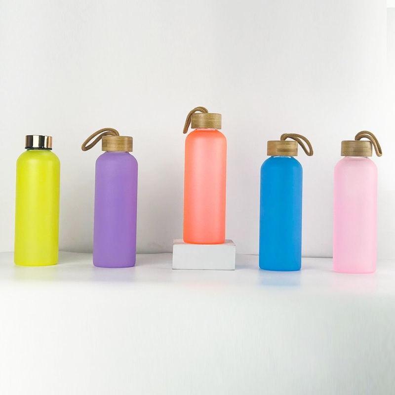 BPA Free Glass Slim Frosted Aesthetic Cute Water Bottle with Time Marker Screw Top for Women and Men Travel Gym – Sport Water Bottle and Fitness Sports Bottle price