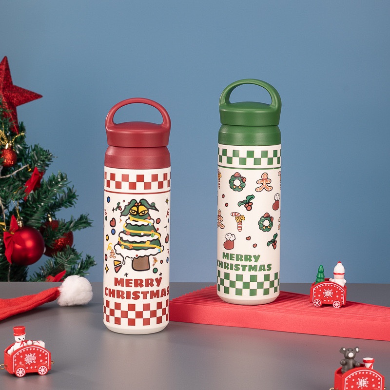Christmas Pattern Printing 500ml 304 Stainless Steel Vacuum Water Bottle with Handle – Water Bottle and Vacuum Mug price