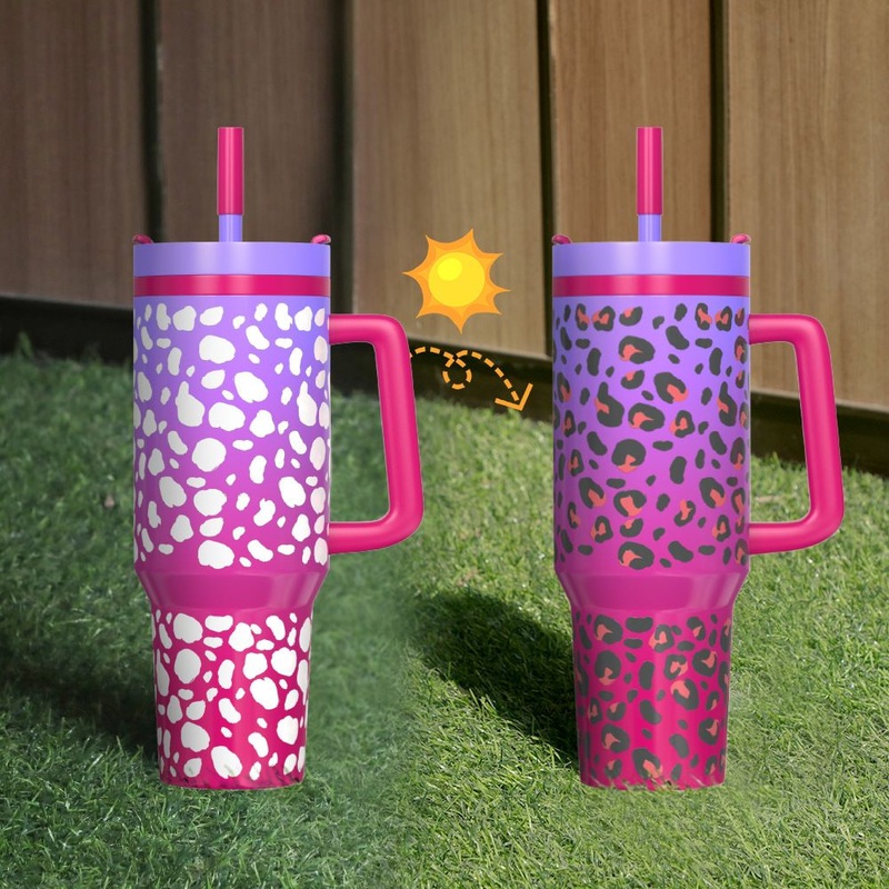 Customized 40oz Large-Capacity Car-Mounted Handle Insulated Cup. Photosensitive Discoloration 304 Stainless Steel Ice Cup Wholesale. – 40oz Sublimation Tumbler and 40oz Ice-Cold Mug with Handle and Straw price